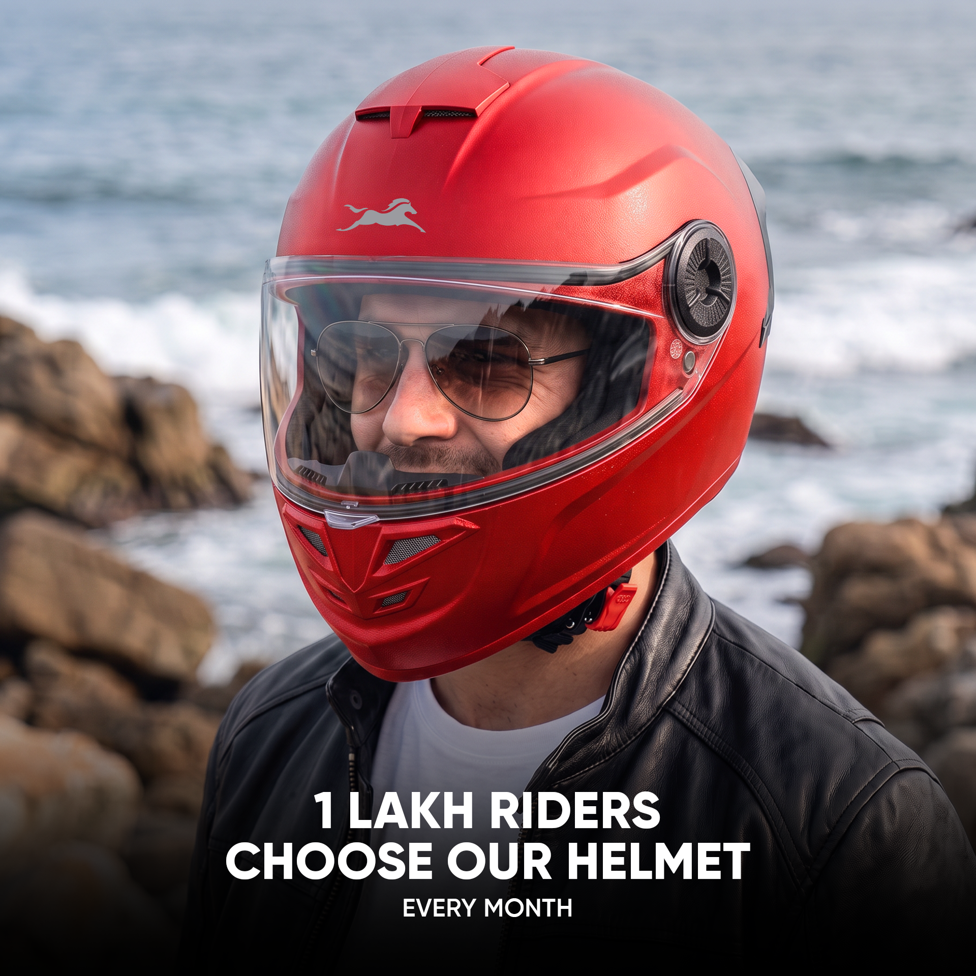 TVS Arc Full Face Matte Finish Helmet for Men & Women, ISI Certified and Lightweight ABS Shell with Clear Scratch-Resistant Visor
